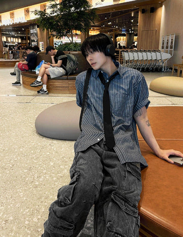 Ale Stripe Linen Short Sleeve Shirt